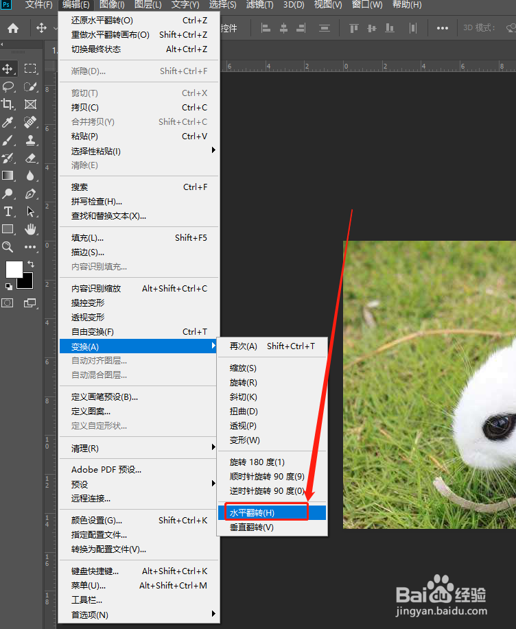 PS怎么水平旋转图片