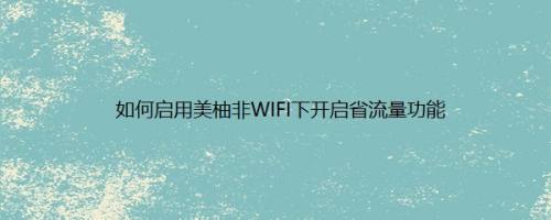 如何启用美柚非WIFI下开启省流量功能