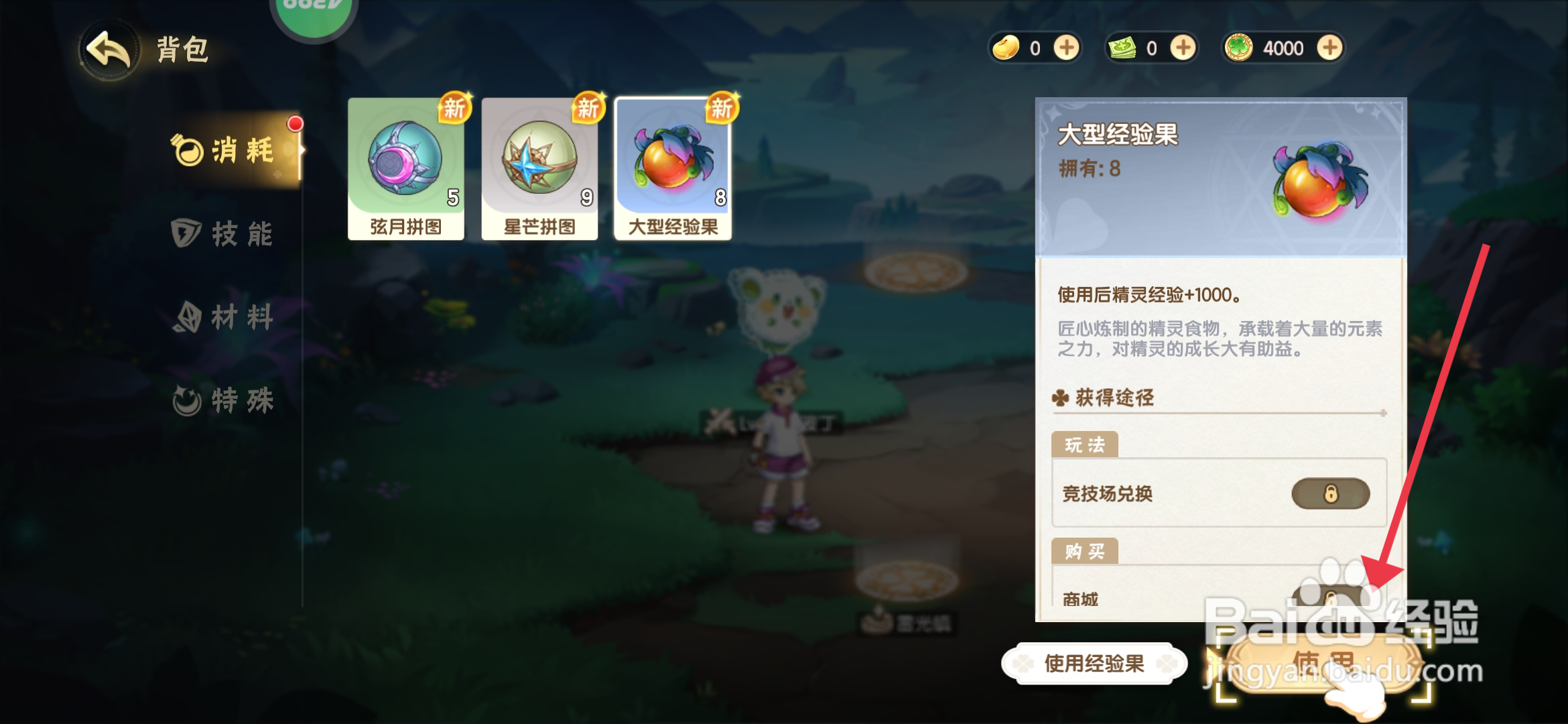 西普大陆使用大型经验果的攻略