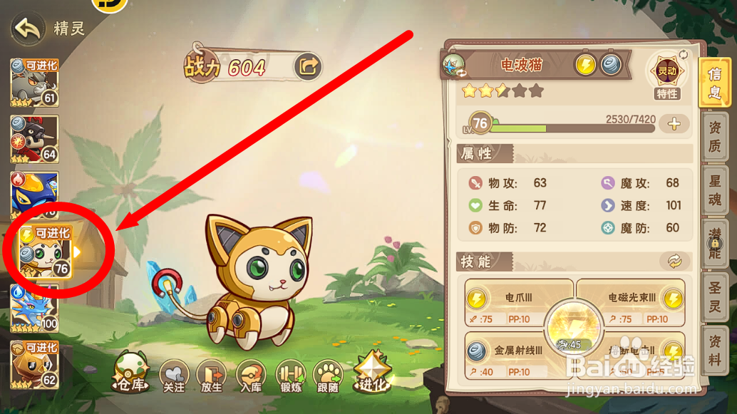 西普大陆怎么进化获得精灵【贝斯猫】？