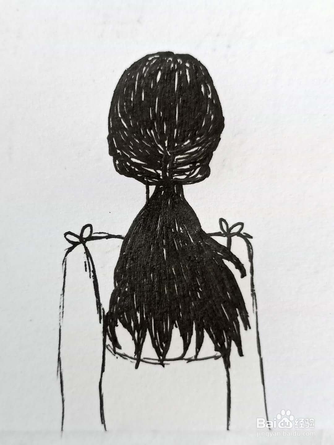 马克笔方法/步骤 1 画马尾女孩的背影轮廓