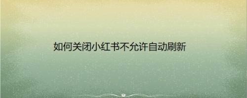 如何关闭小红书不允许自动刷新