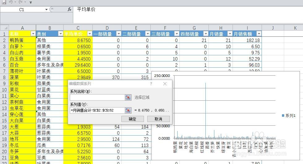 如何修改柱形图的系列名称？