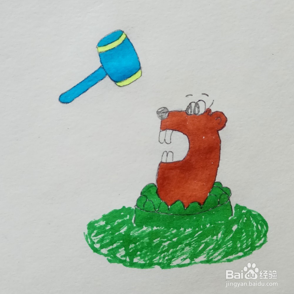 儿童简笔画 怎么画打地鼠