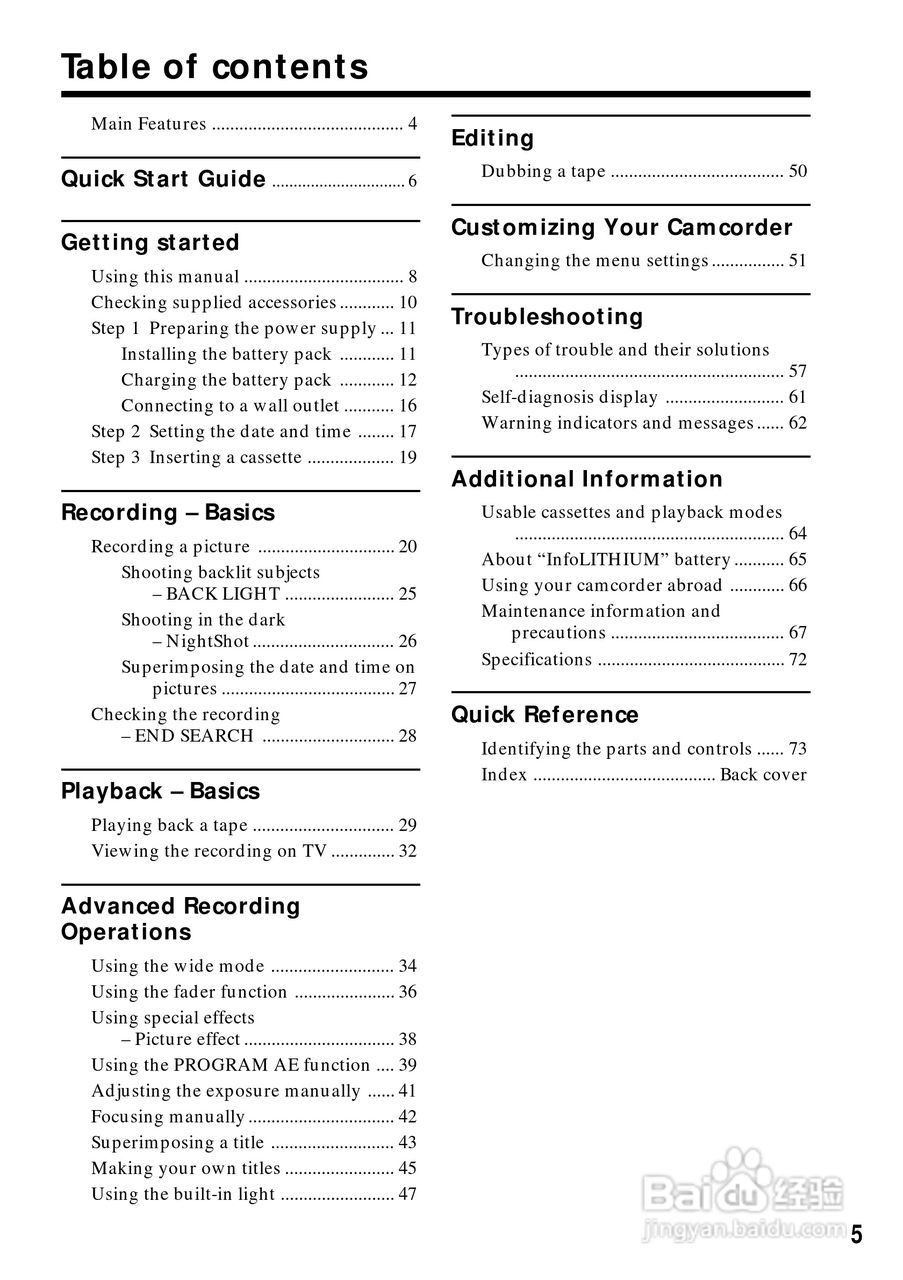 索尼CCD-TRV68模拟摄像机说明书:[1]