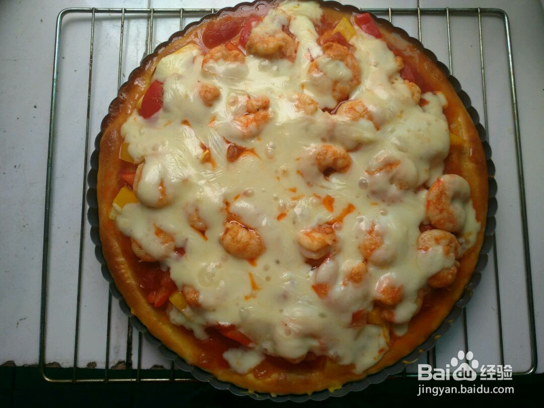 五彩鲜虾披萨的做法