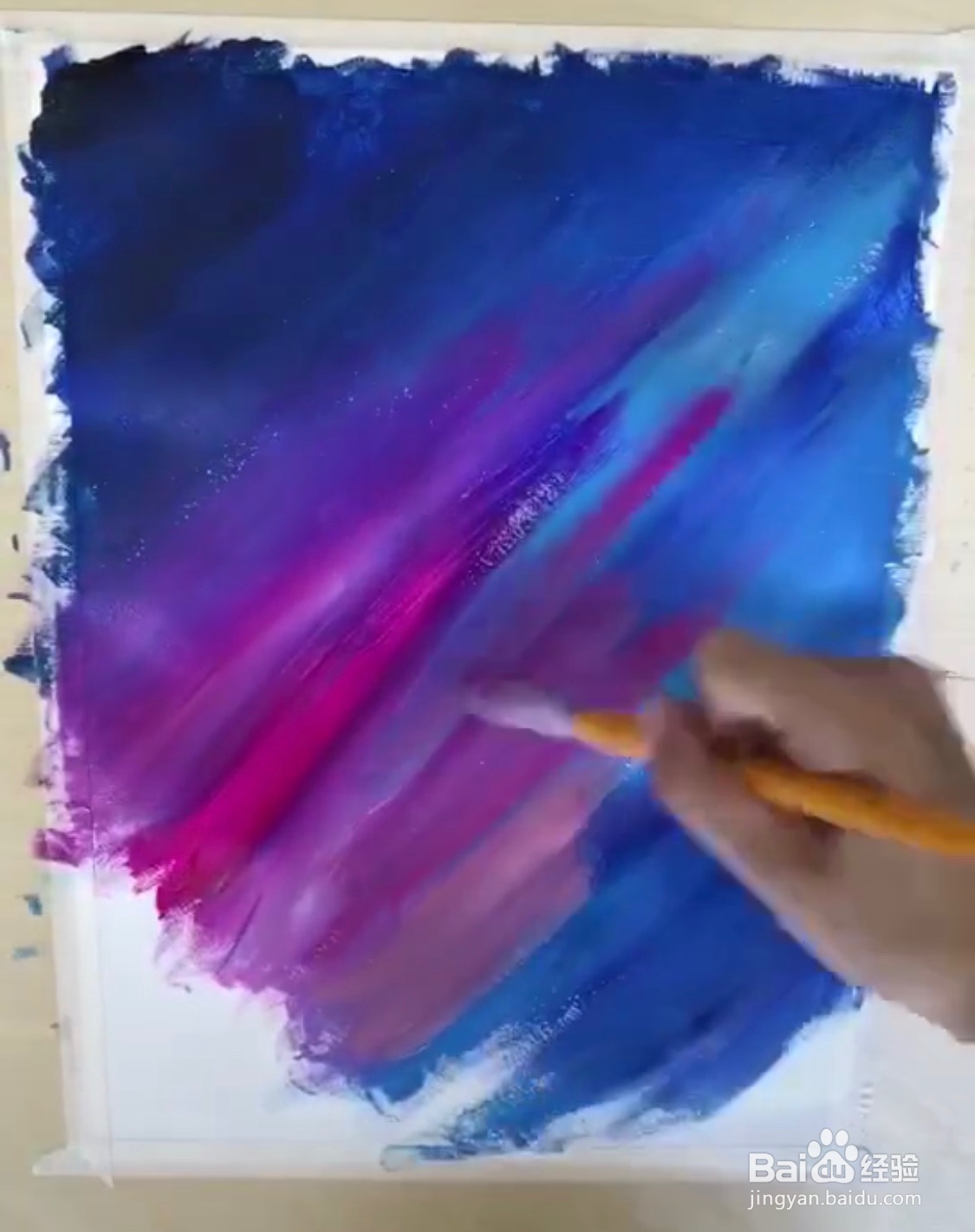 教你画水粉画炫彩的背景树木