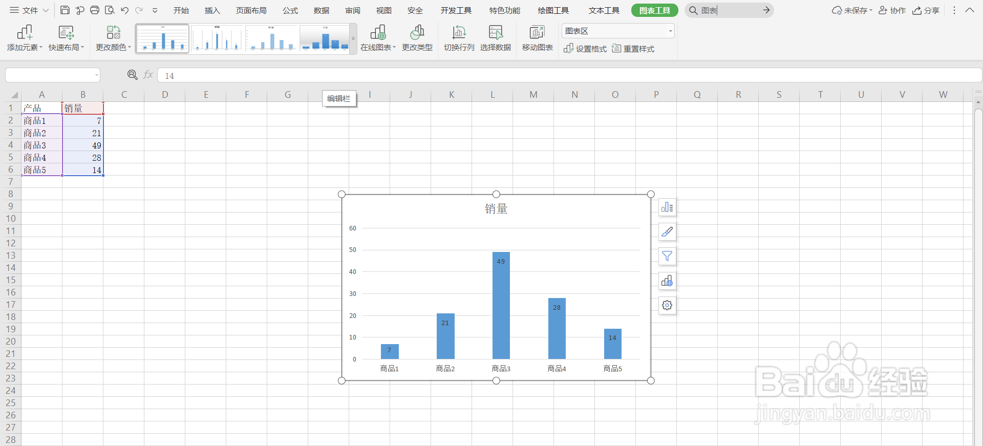 WPS excel如何用快速生成图表