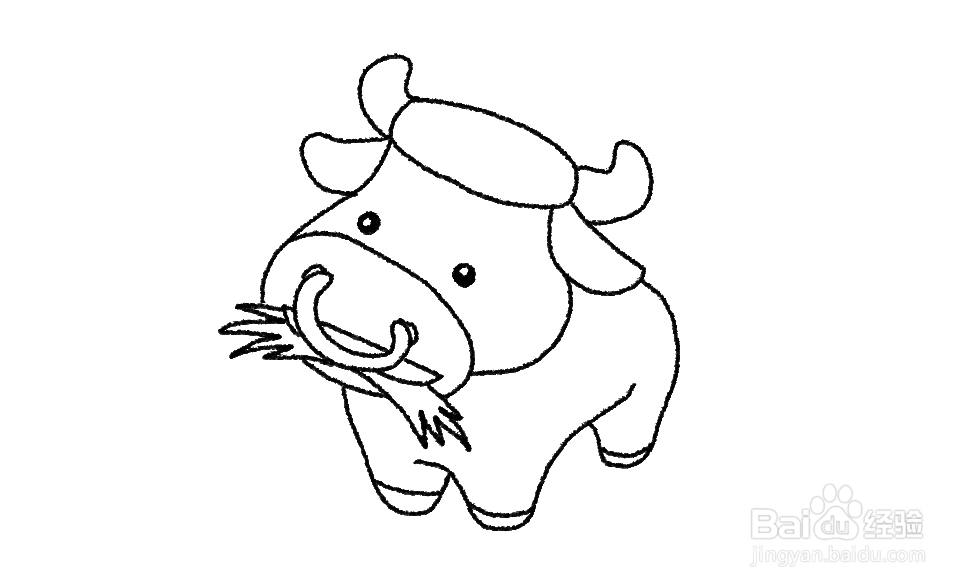 小牛小马吃草简笔画图片