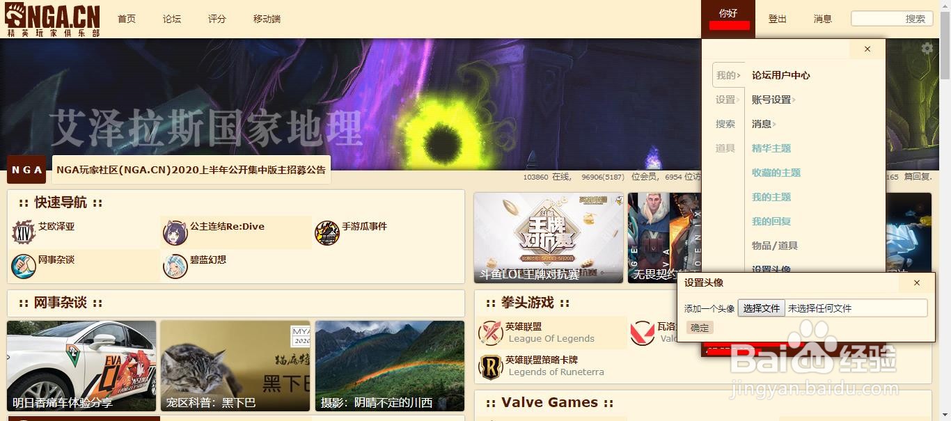 nga网页版如何设置头像