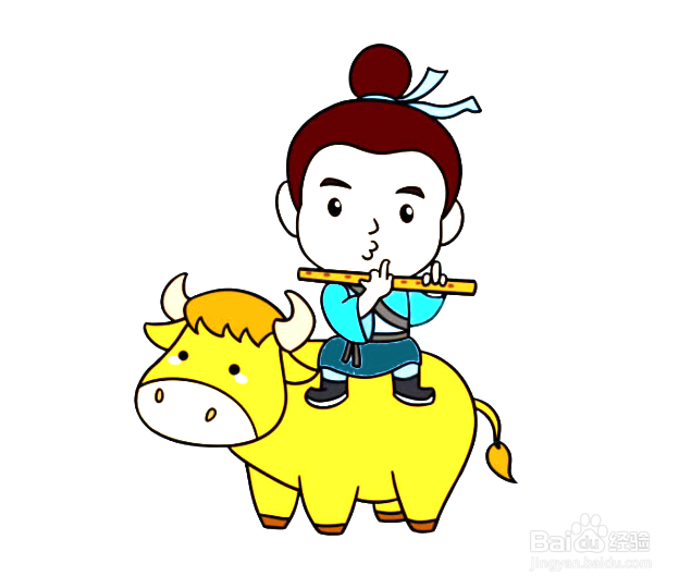 如何画卡通牛郎的简笔画