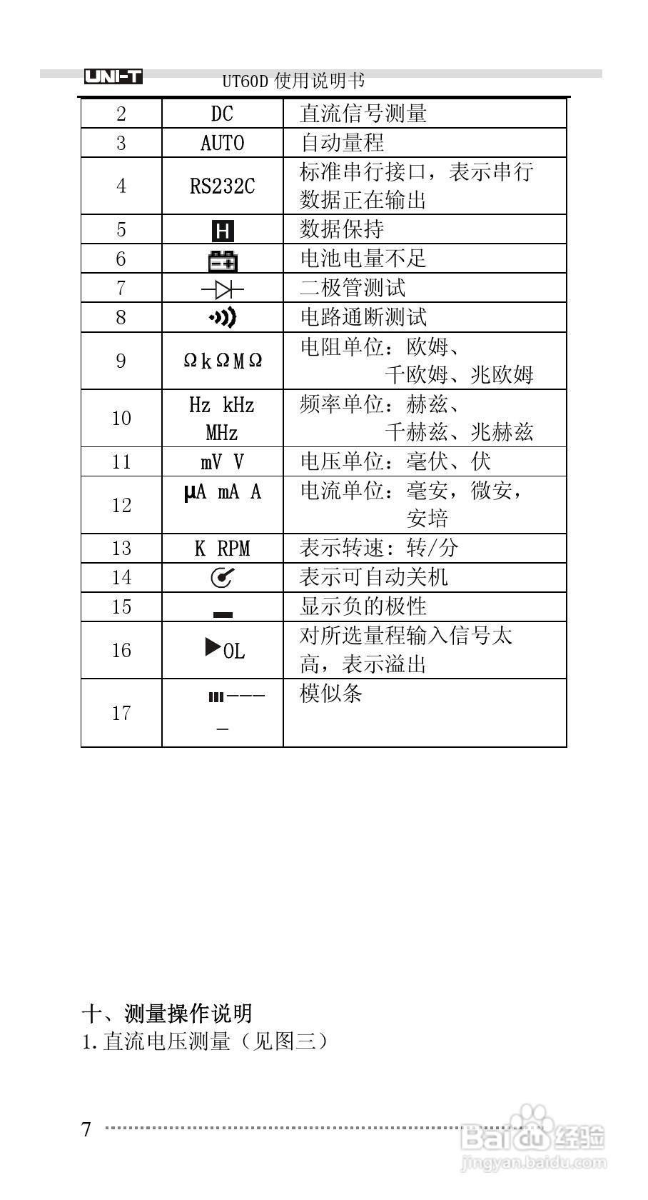 UNI-T UT60D数字万用表使用说明书:[1]