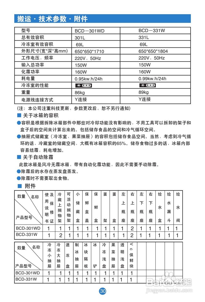 卡萨帝BCD-331W电冰箱使用说明书:[4]