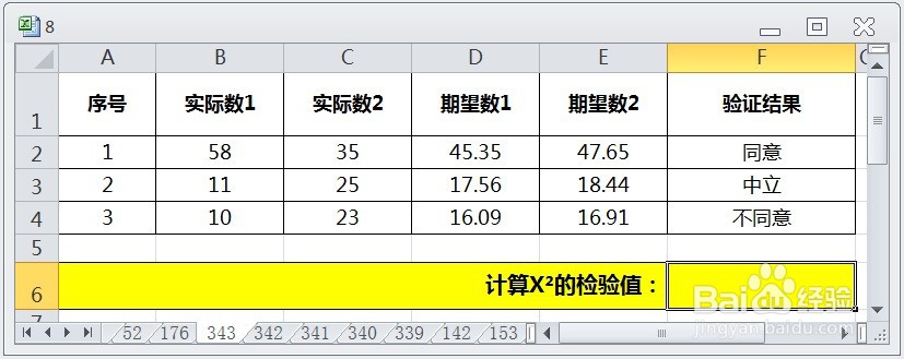 EXCEL运用CHITEST计算X²的检验值