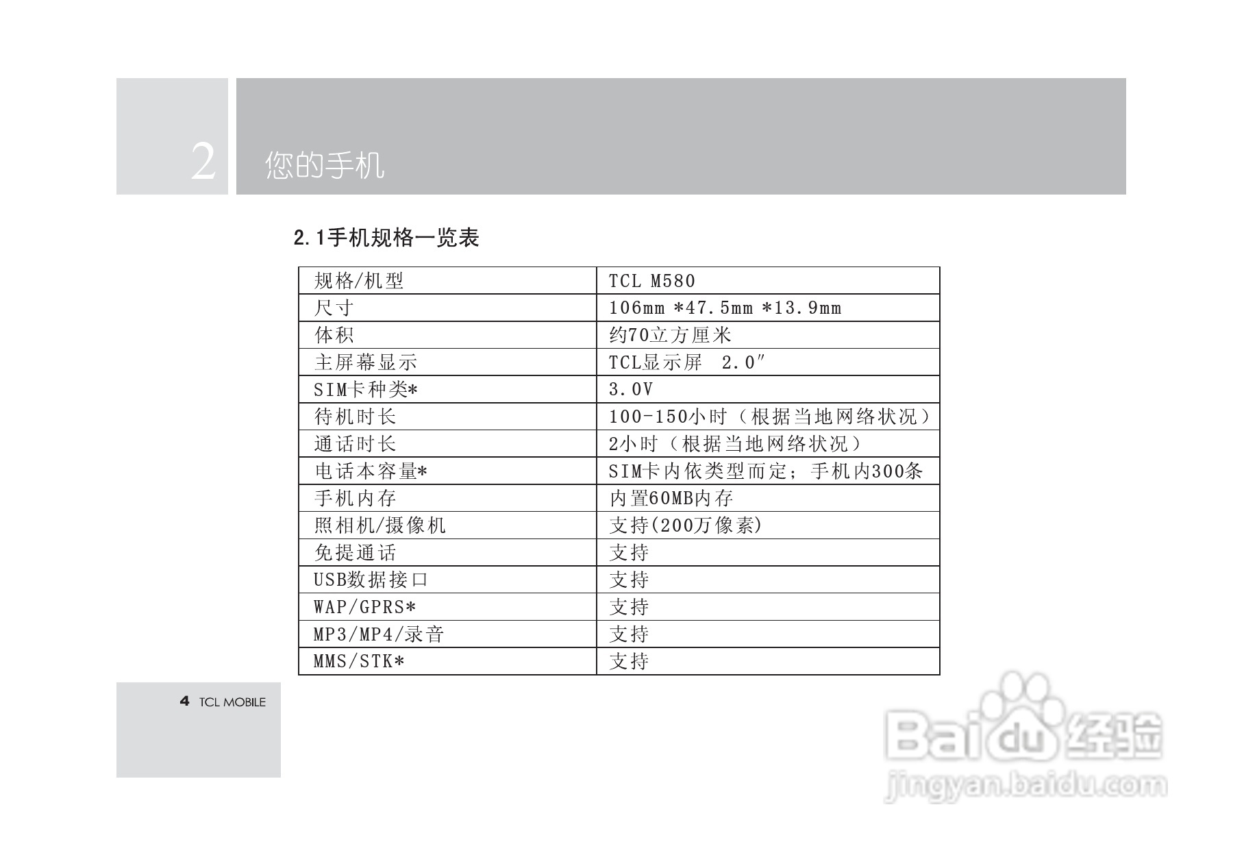 TCL M580手机使用说明书.:[1]