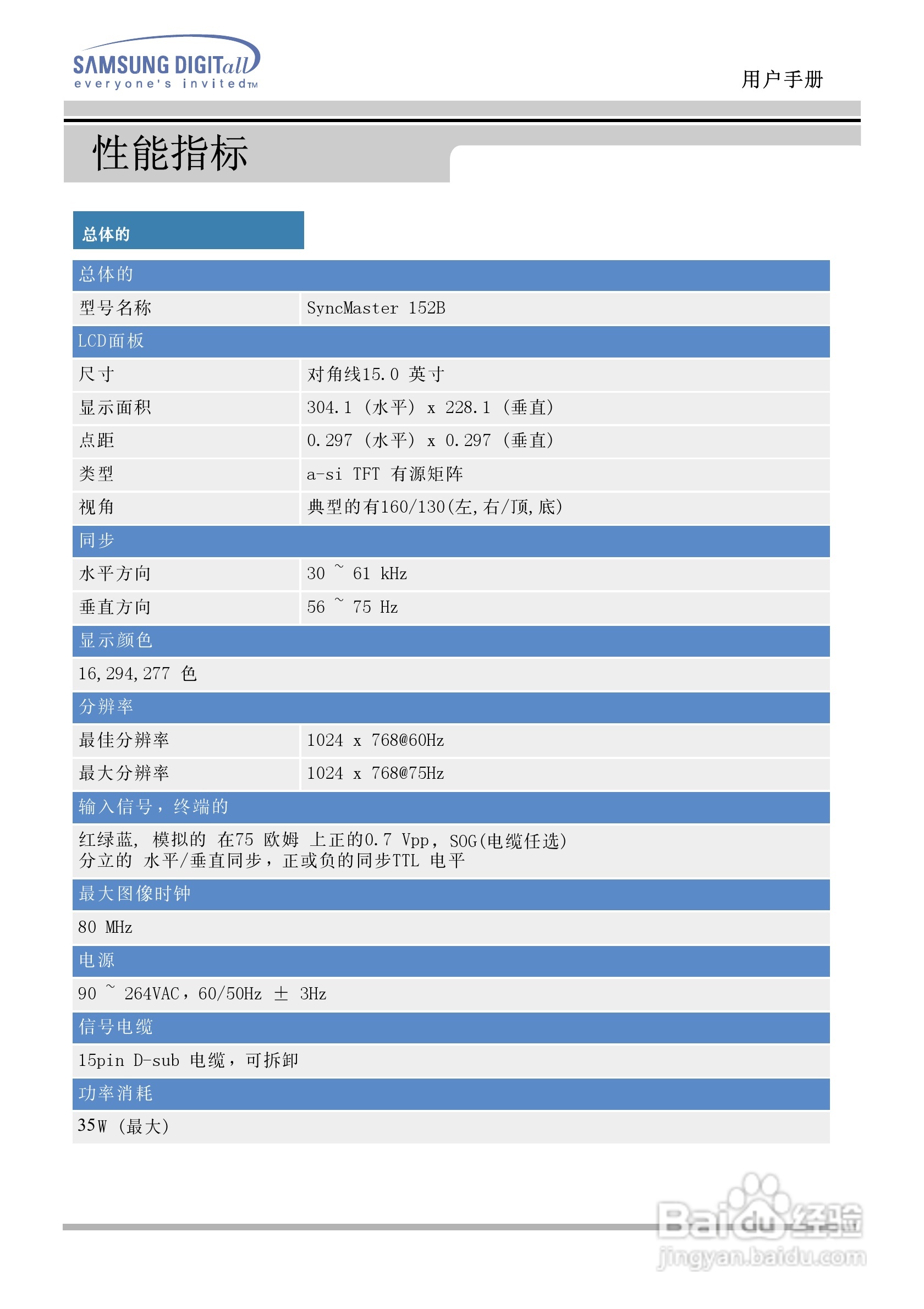 三星152B液晶显示器使用说明书:[4]