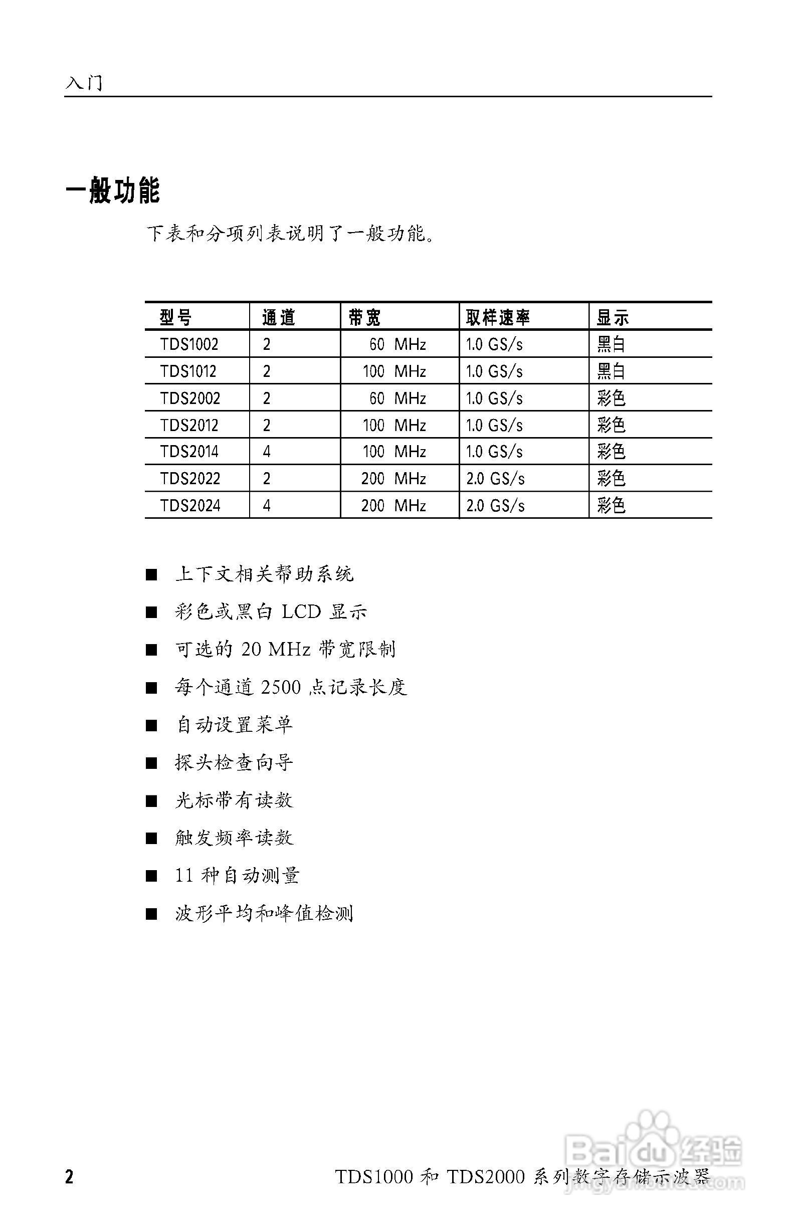 泰克TDS2024数字存储示波器用户手册:[2]