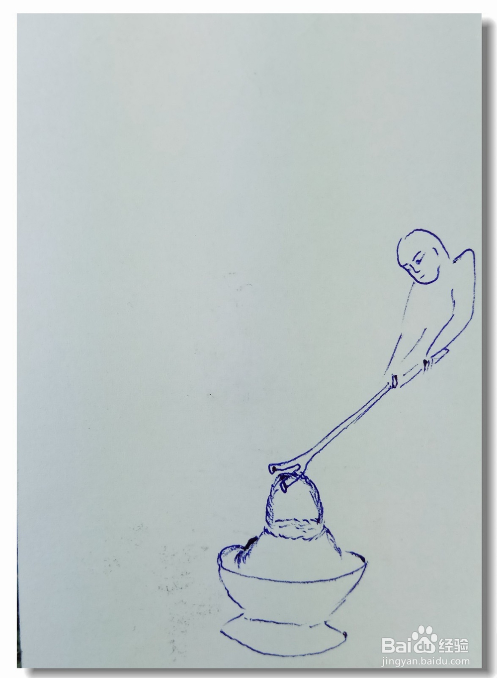 怎样画简笔画“用叉棍放篮子”?