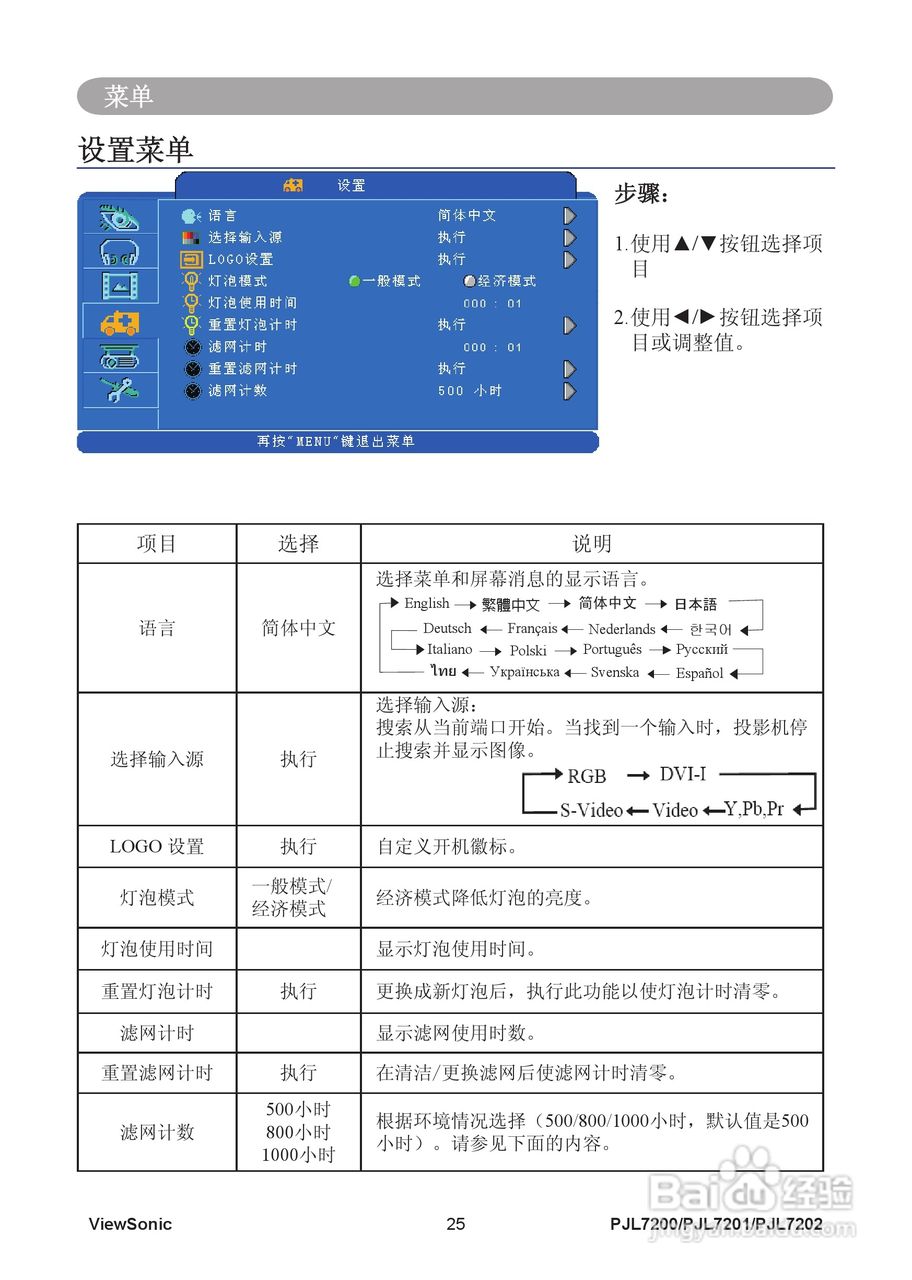 优派PJL7201投影机使用说明书:[4]