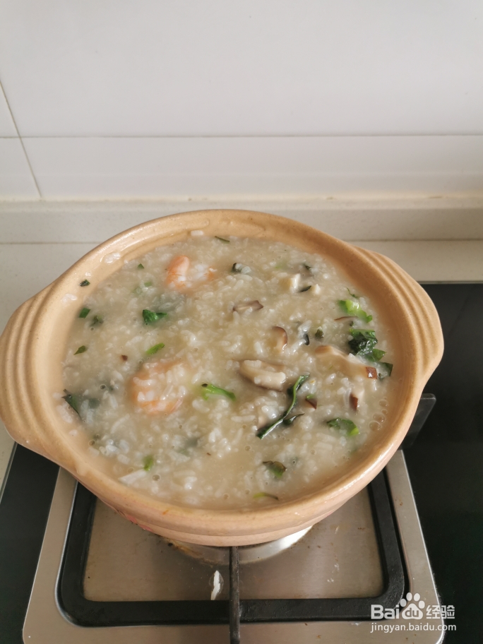 萌新也会做的砂锅香菇虾仁粥