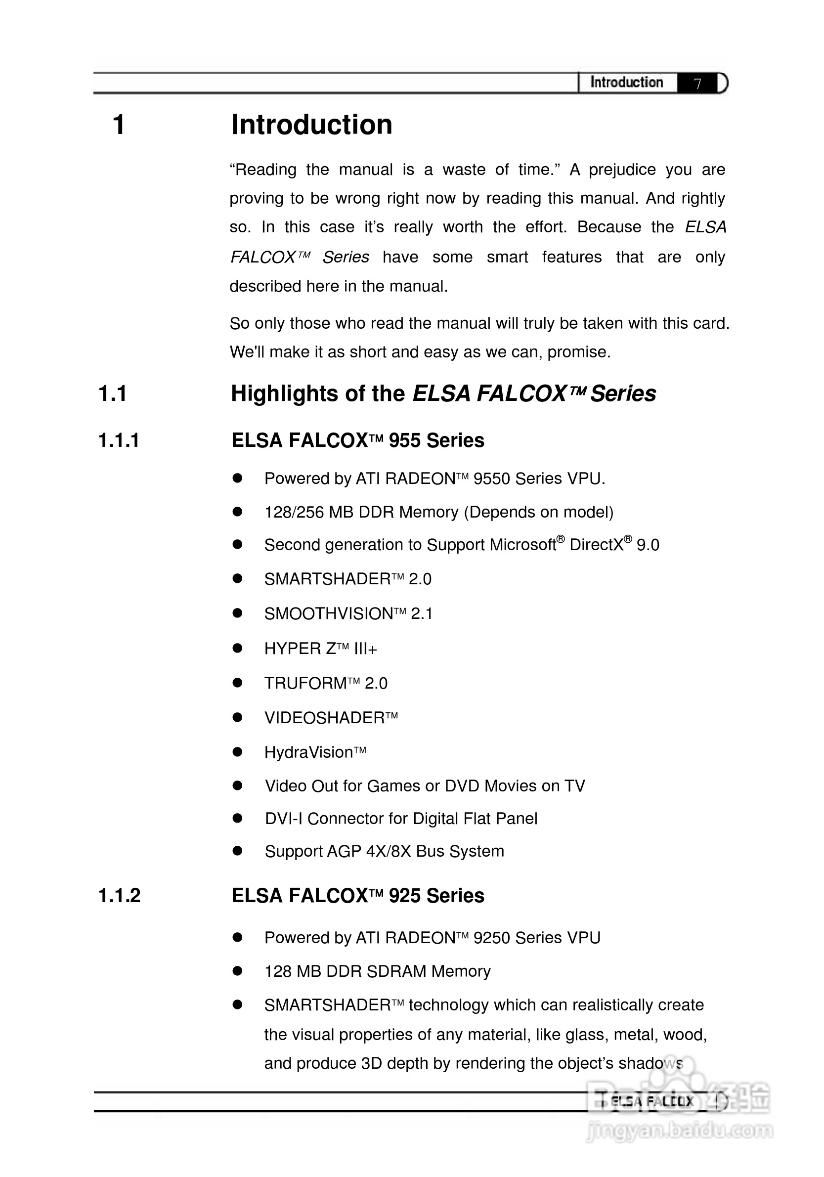 艾尔莎幻雷者 925L 128T TV型显卡说明书:[1]