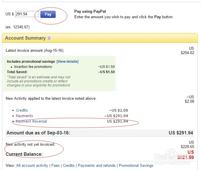 ebay卖家如何查看每月需要缴纳的账单费用