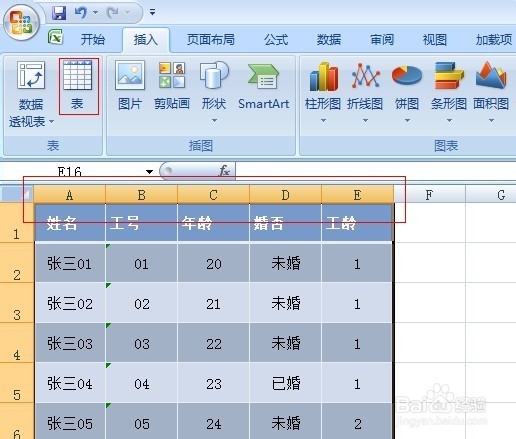 如何在Excel2007中撤销插入的表格