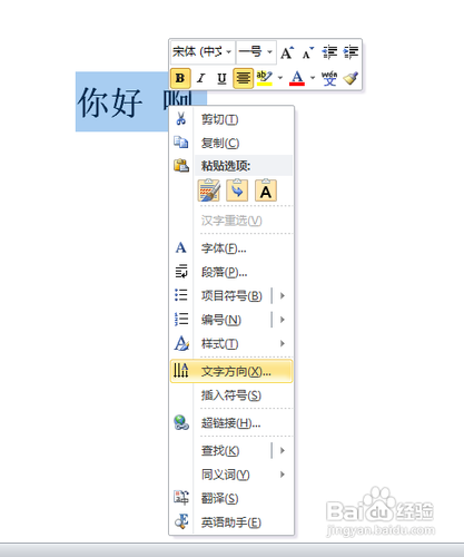 在word里怎么改变文字方向 百度经验