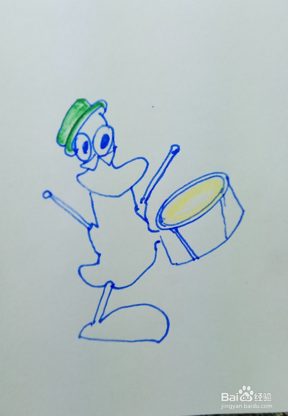 怎样画儿童简笔画巴特打鼓？