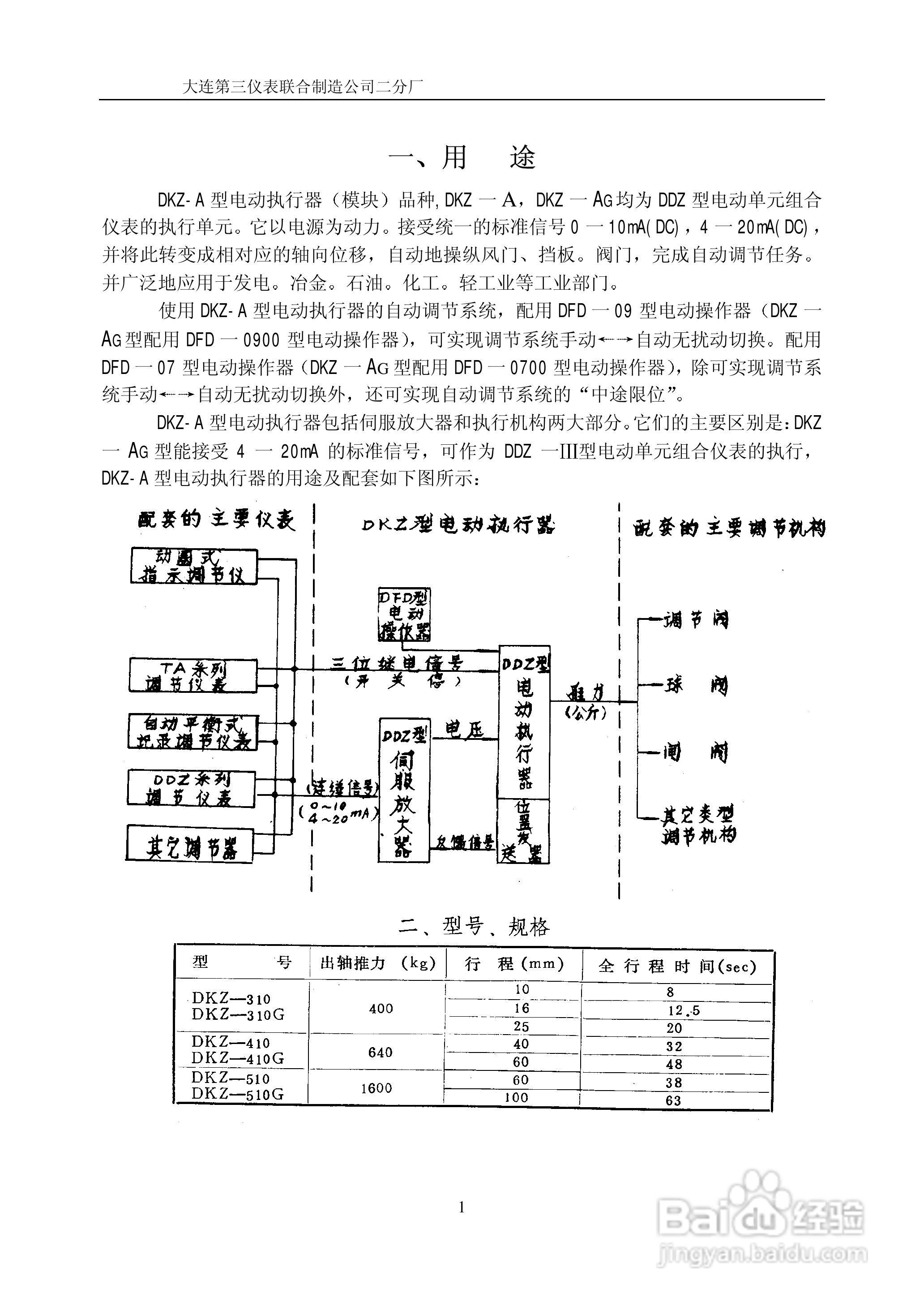 DKZ直行程电动执行器说明书
