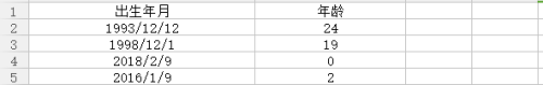 excel公式根据出生年月计算年龄