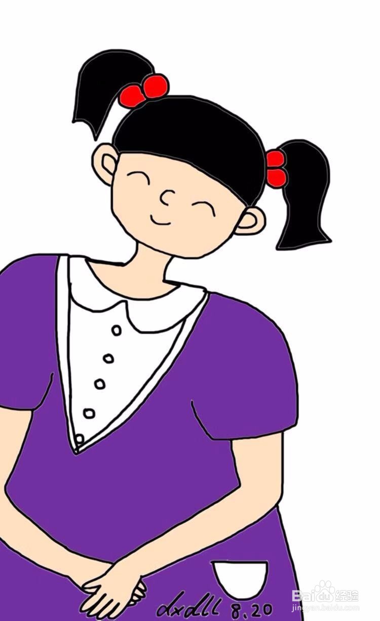 dxdll手绘之微笑的女孩