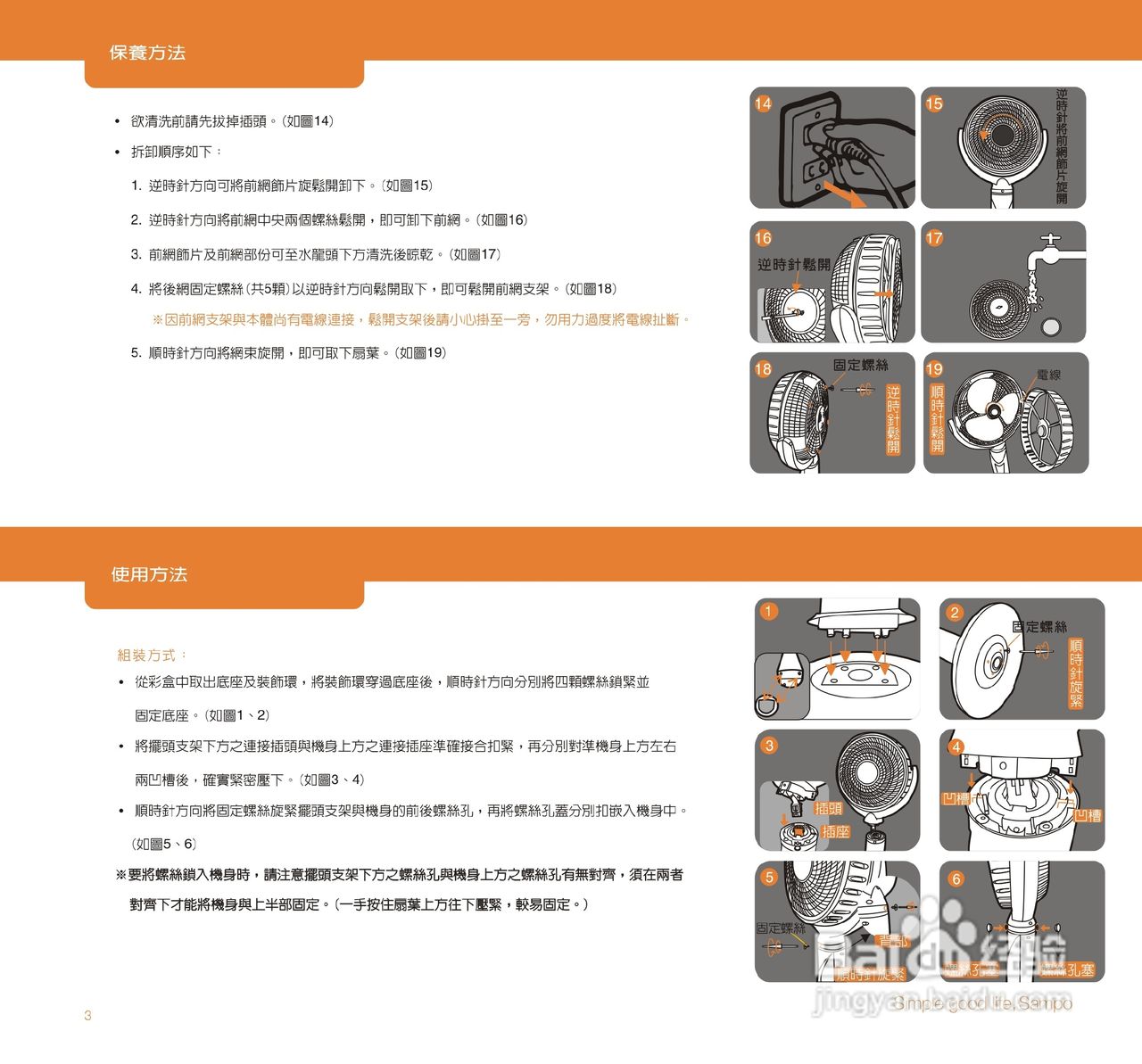 SAMPO SKS0L1012RL风扇使用说明书