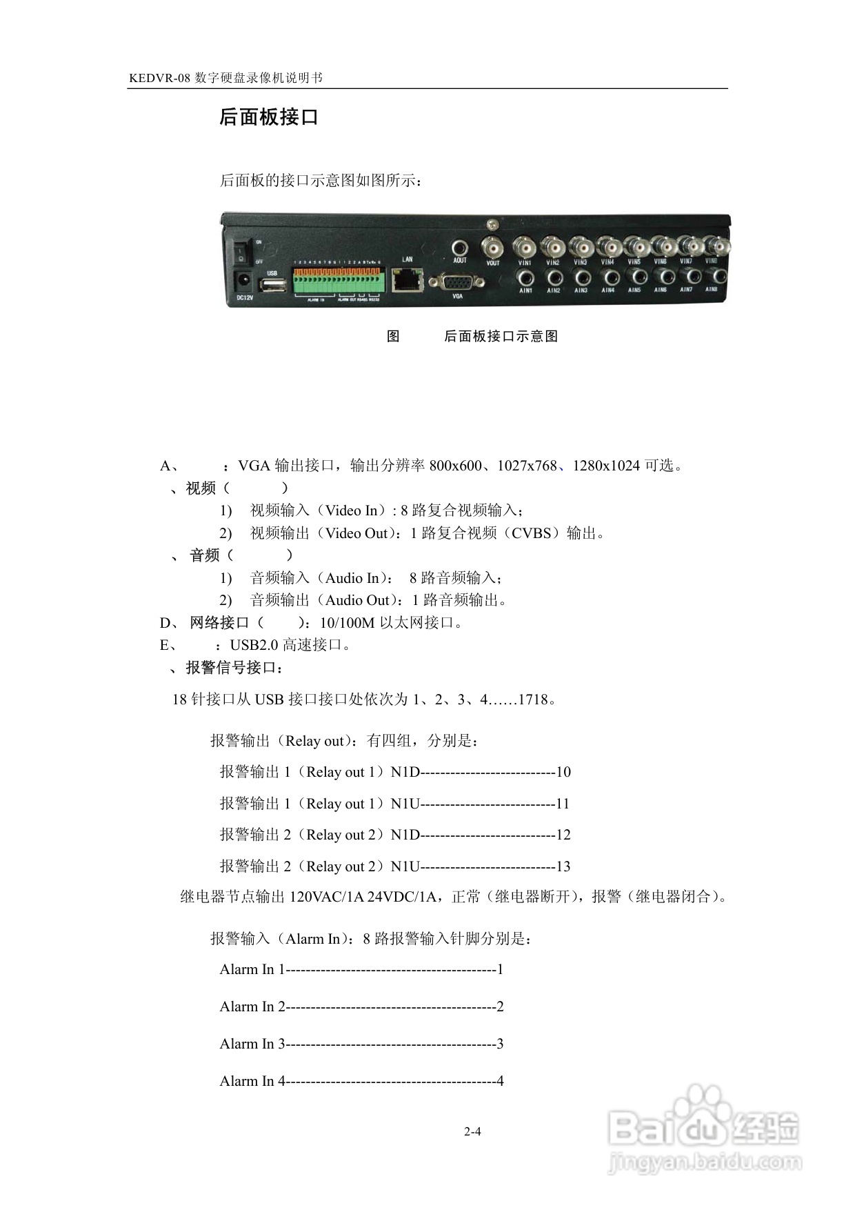 KEDVR-08数字硬盘录像机使用手册:[1]