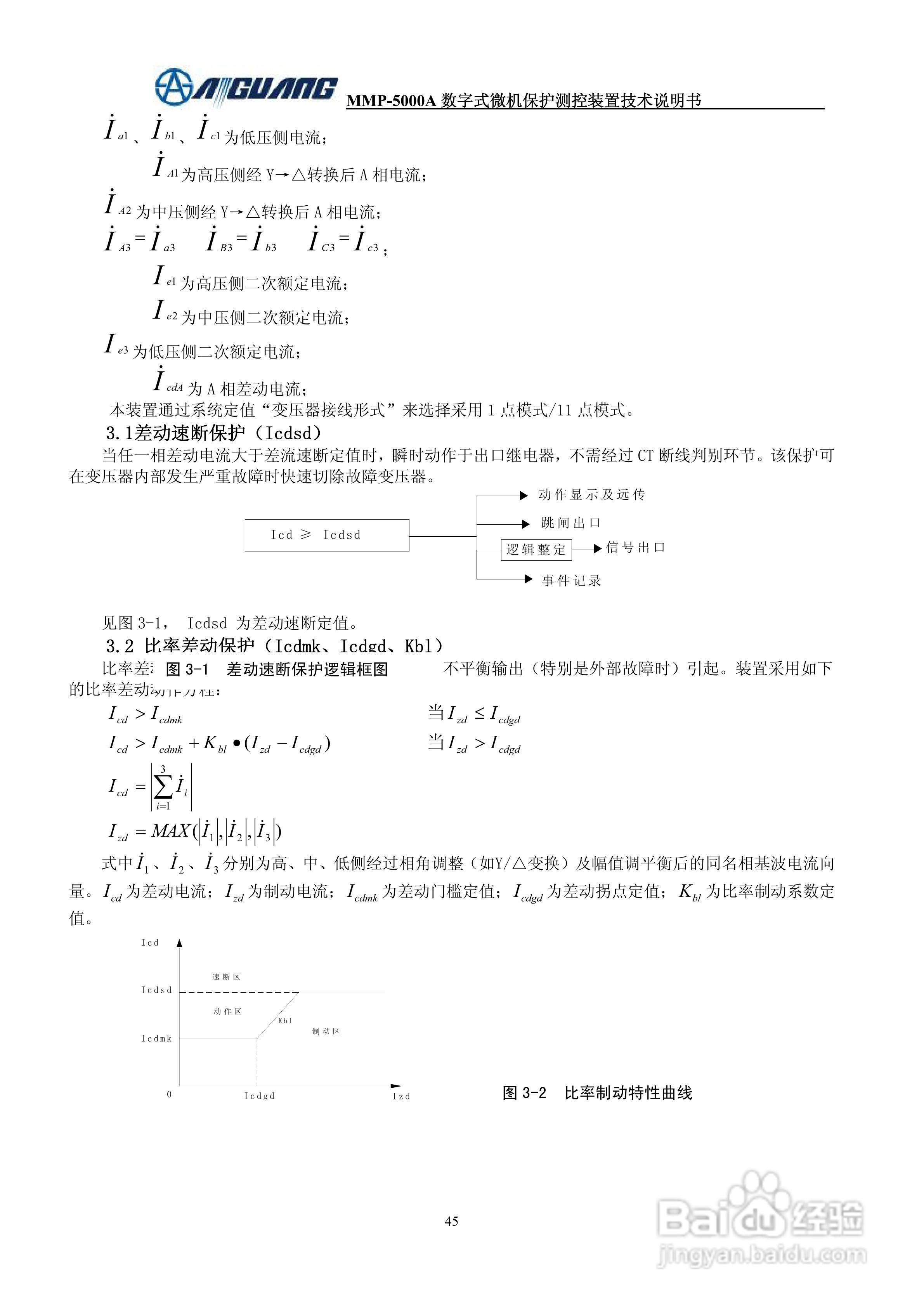 爱光MMP-5031A系列数字式变压器保护装置说明书
