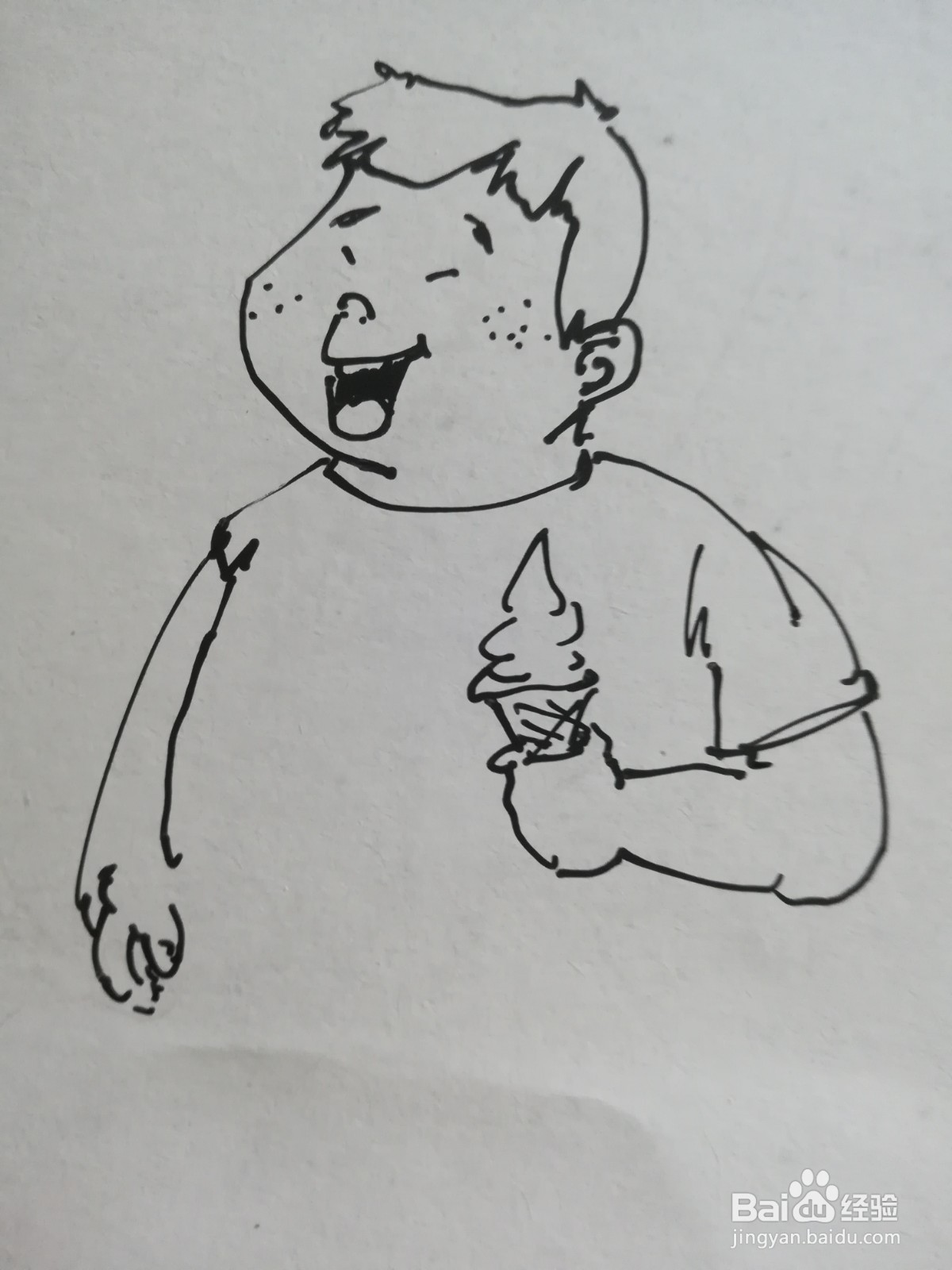 男孩吃冰淇淋简笔画图片