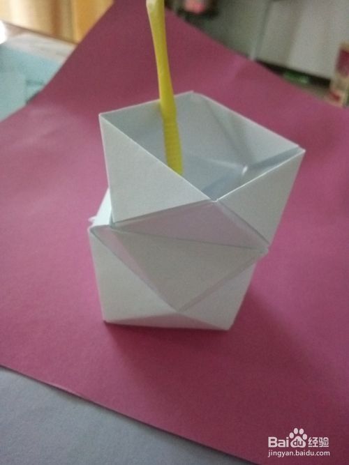 折纸花瓶 收纳盒的折法 百度经验