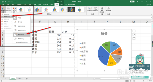 excel表格餅圖的製作--在餅圖上添加標題百分比