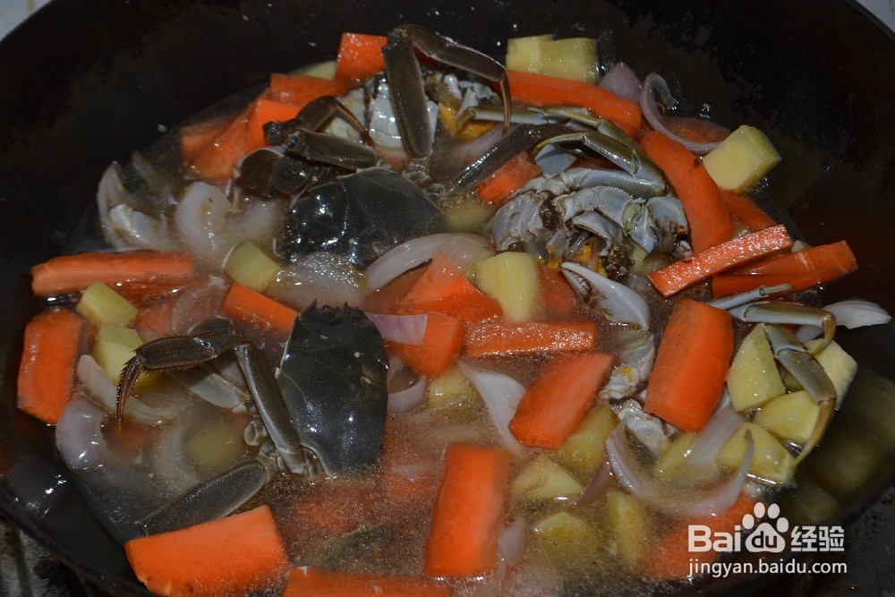 味美鲜香的椰浆咖喱河蟹大闸蟹