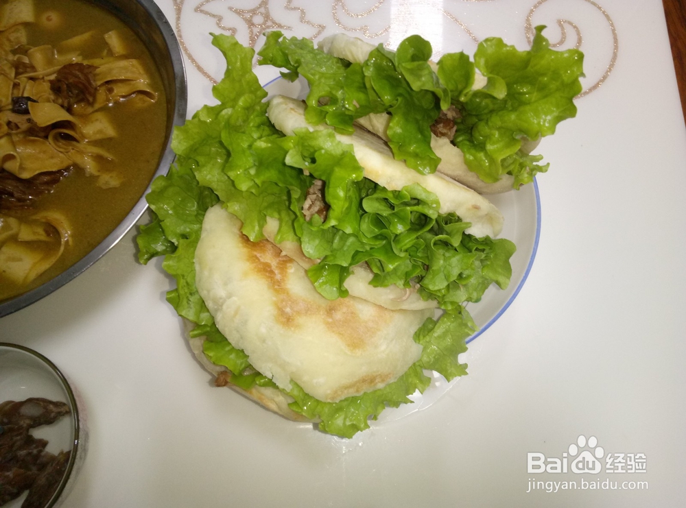 快速烤鸭肉夹馍的制作方法