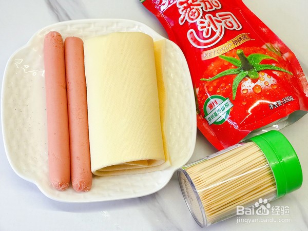 豆皮火腿棒棒糖的做法步骤