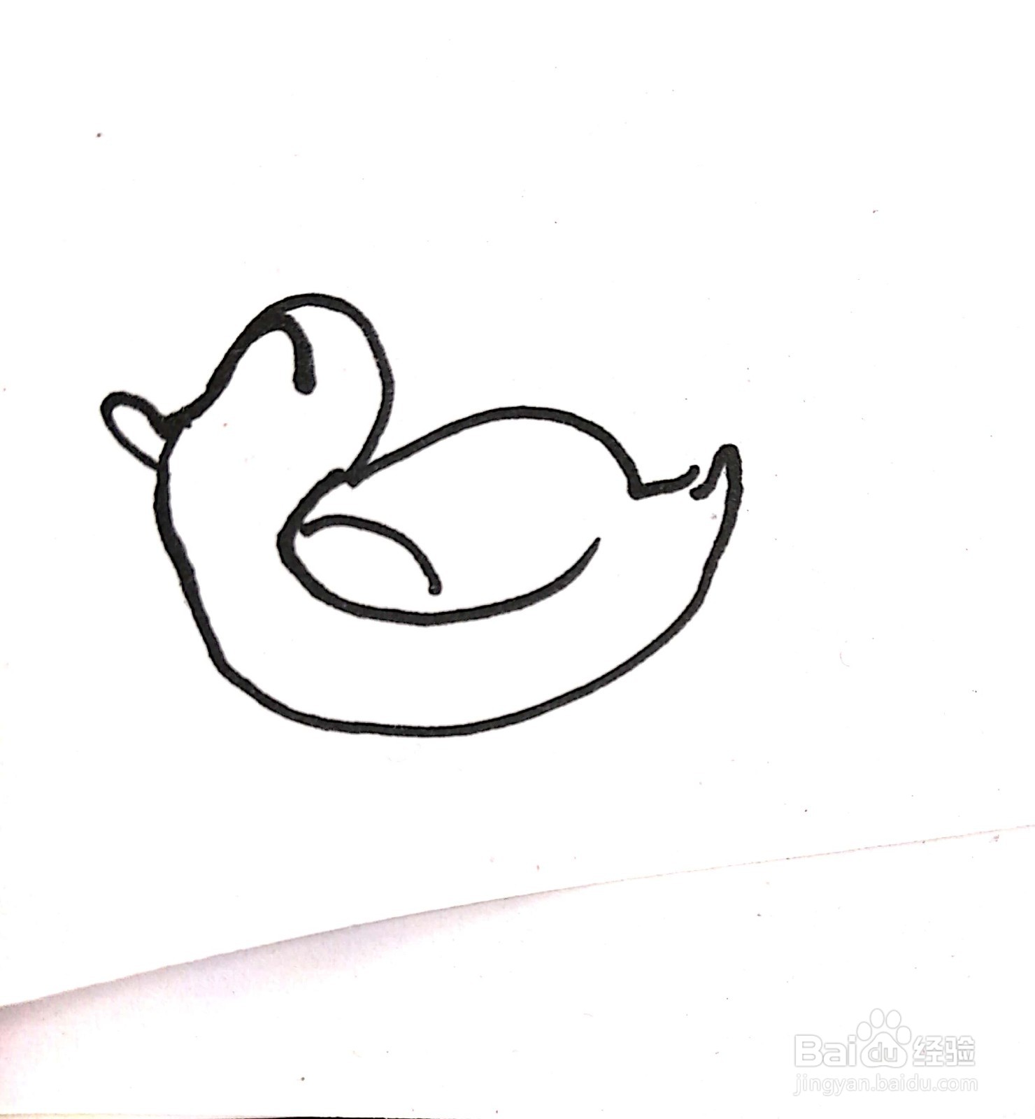 可爱的小鸭游泳圈线描画怎么画