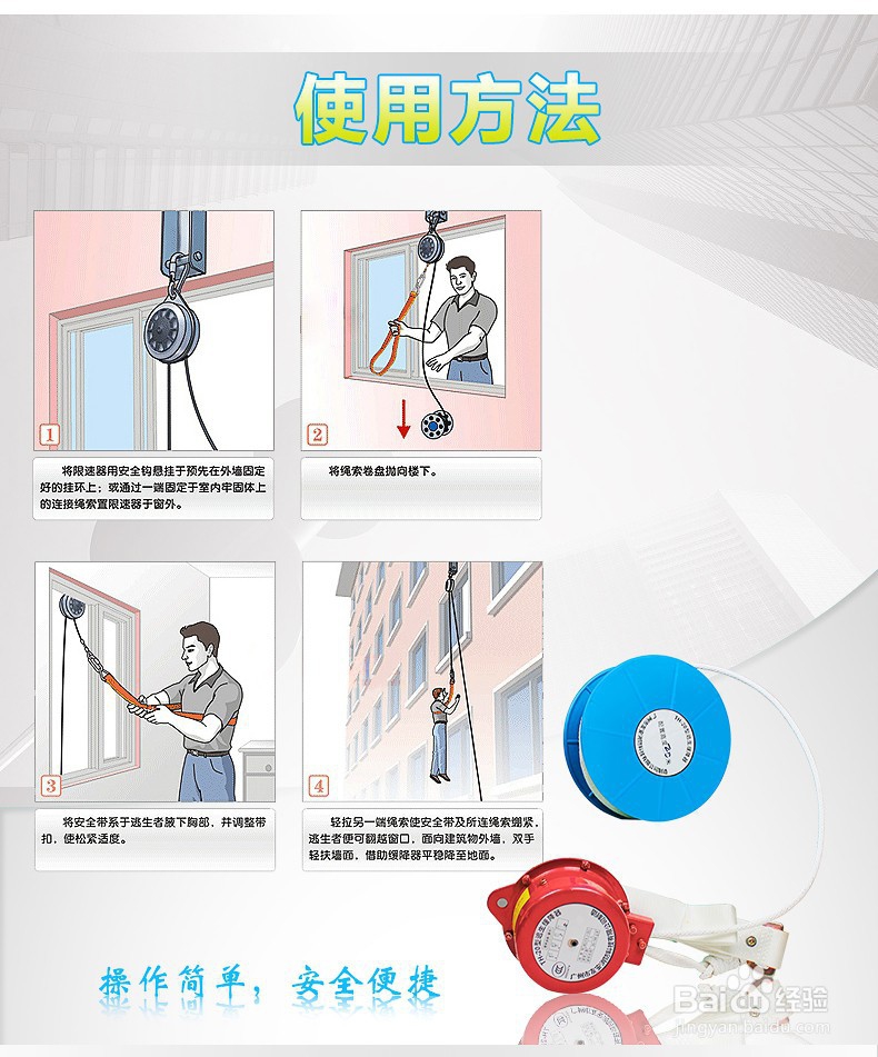友安逃生缓降器火灾逃生的使用方法