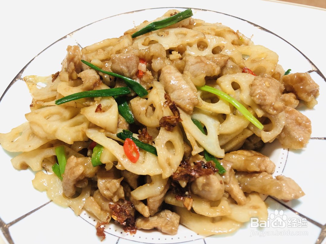 莲藕炒肉的做法