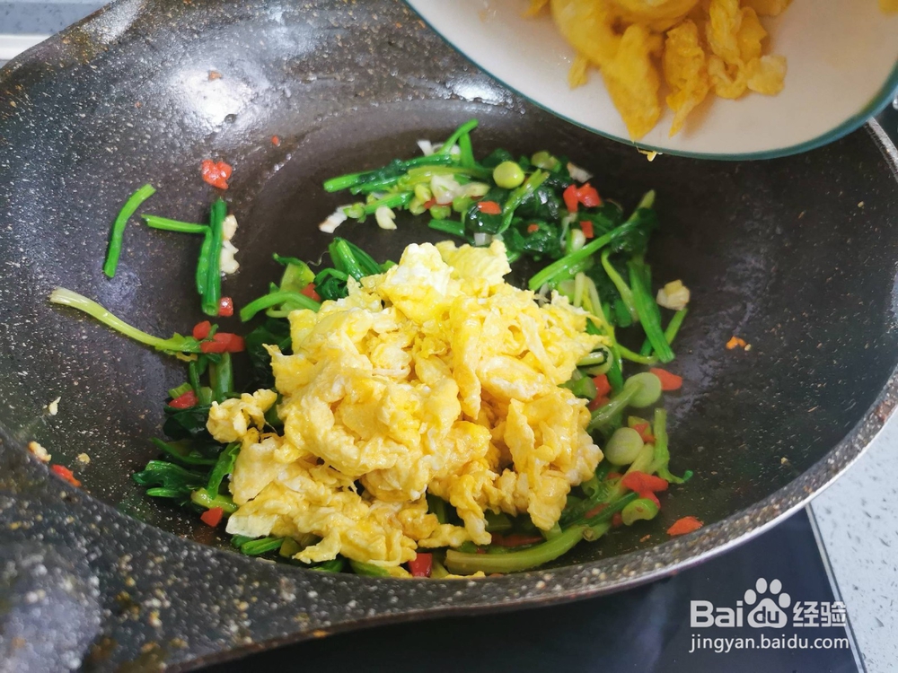 菠菜炒鸡蛋的做法