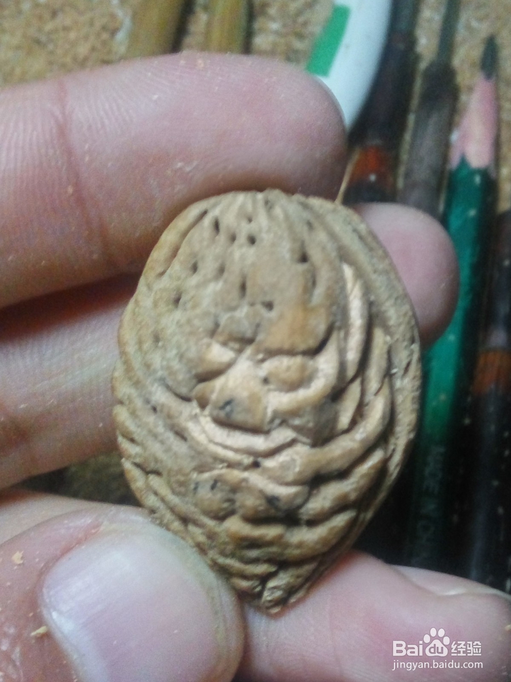 桃核雕刻般若单子过程