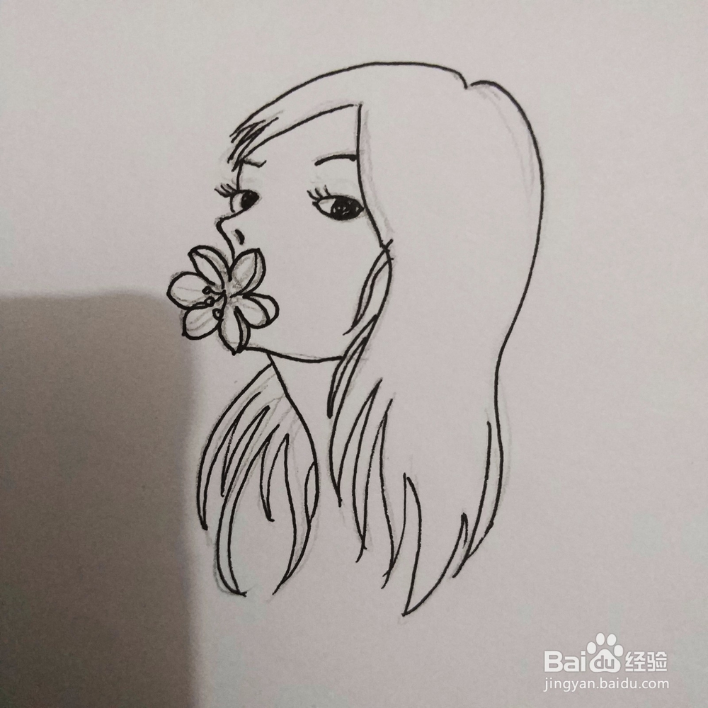 简笔画38：Q版叼花姑娘画法