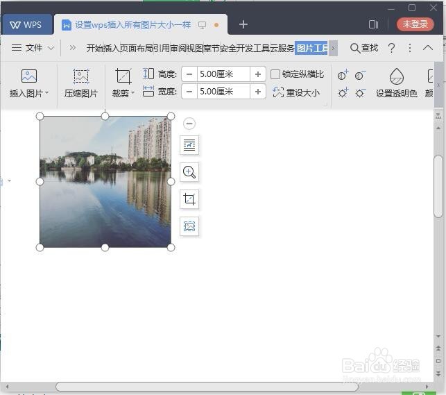 设置wps插入所有图片大小一样