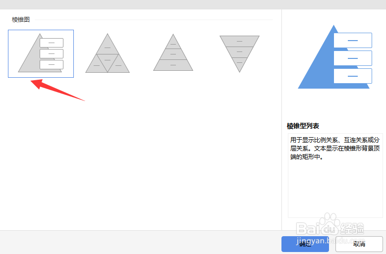 怎么在PPT中插入棱锥形列表?