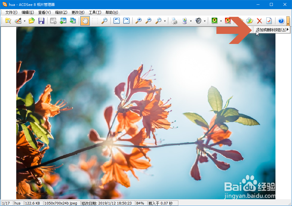 怎么让ACDSee8工具栏中的图标变成小图标